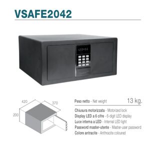 Ⓜ️🔵🔵🔵 Vitrifrigo VSAFE 2042 - Cassaforte elettronica con apertura frontale, chiusura mo