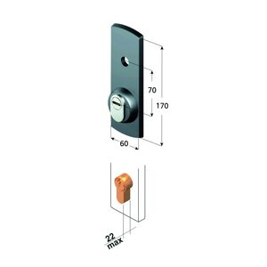 Leroy Merlin Serratura per porta garage PLACCA PROT. SERR. BASC. CIL. SAG. L 190 x H  710 mm interasse 150 mm