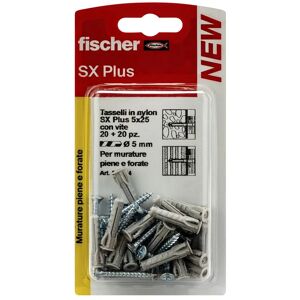 Fischer Tassello per materiale forato  L 25 mm , Ø 5 mm, 20 pezzi