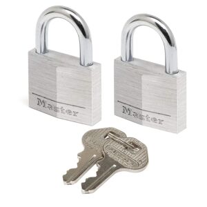 Leroy Merlin Master Lock 9130EURT Confezione da 2 Lucchetti a Chiave in Alluminio, Grigio, 3 x 5.2 x 1.6 cm