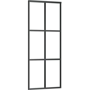 vidaXL Porta Scorrevole in Vetro ESG e Alluminio 76x205 cm Nera