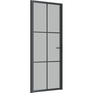 vidaXL Porta Interna 83x201,5 cm Nero Opaco Vetro e Alluminio