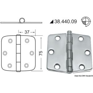 Osculati Cerniera 2 mm Cerniera inox 74x75 mm