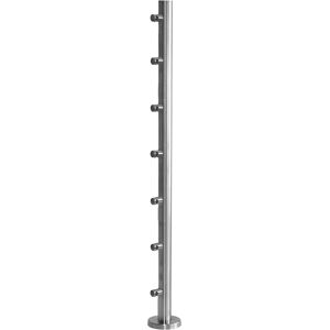 Pro_metal_design MONTANTE ANCORAGGIO PAVIMENTO INOX 316 LUCIDO Ø 42,4 mm H 1000 mm PER 7 TONDINI Ø 12 mm