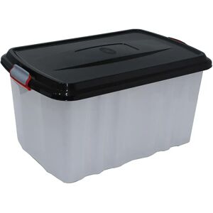 Mazzei BOX CON COPERCHIO NERO E RUOTE 59x31x39 cm (LxHxP) 45 l BIANCO