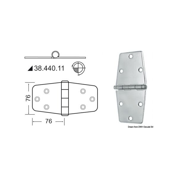 osculati cerniera 2 mm cerniera inox 152x76 mm