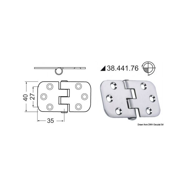 osculati cerniera 2 mm cerniera inox rovesciata 70x39 mm