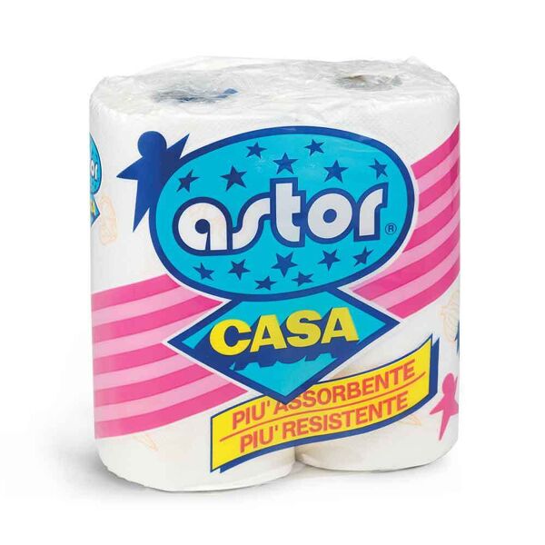 2 rotoli asciugatutto astor casa carta assorbente trama microgoffrata