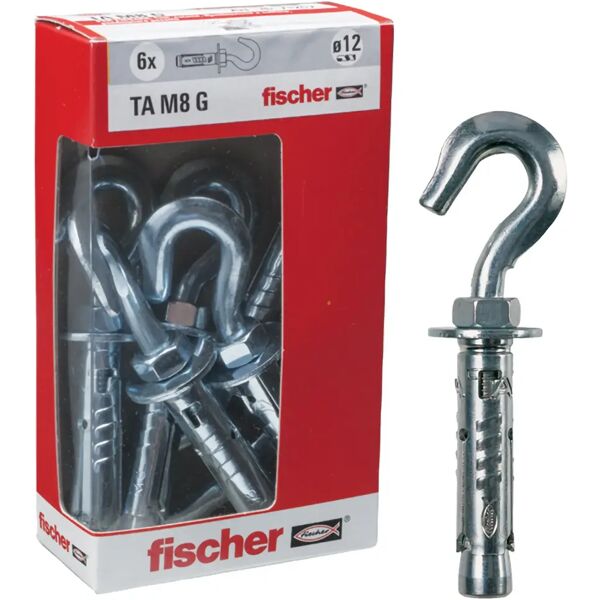 fischer tasselli acciaio  tam 8 gy 12x56 mm 6 pezzi con gancio