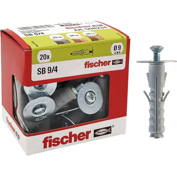 fischer tasselli nylon  sb 9/4 9x40 mm 20 pezzi con vite