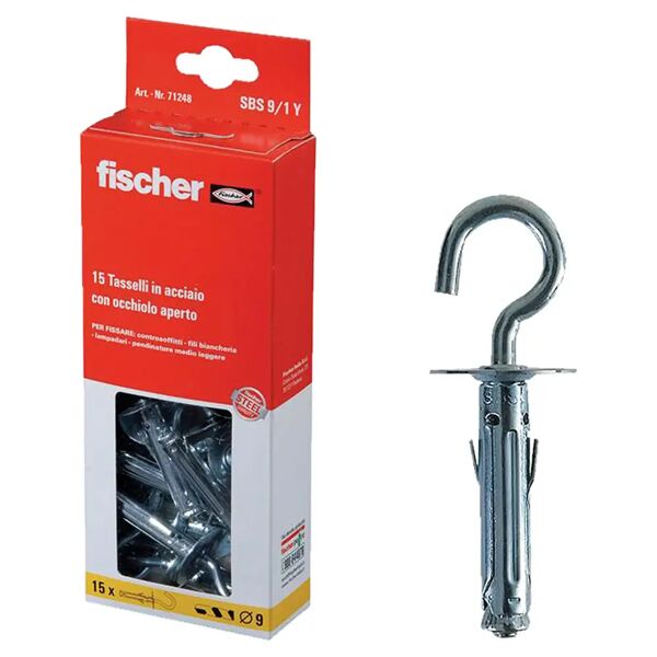 fischer tasselli acciaio  sbs 9/1 9x45 mm 15 pezzi con occhiolo aperto