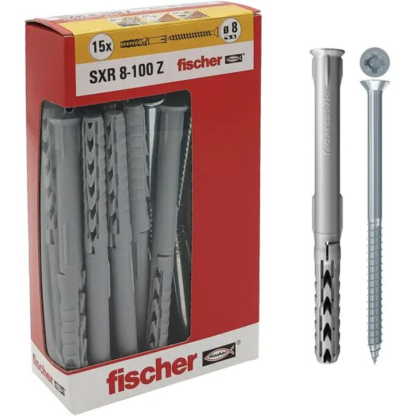 fischer tasselli nylon  sxr 8x100 mm 15 pezzi con vite per serramenti