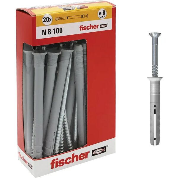 fischer tasselli nylon  n 8x100 mm 20 pezzi con vite a percussione