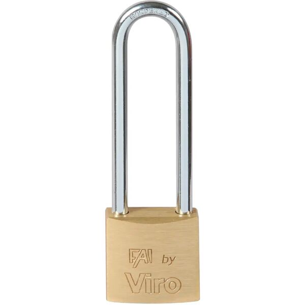 fai_by_viro lucchetto fai rettangolare 30 mm arco lungo 64 mm in acciaio corpo ottone