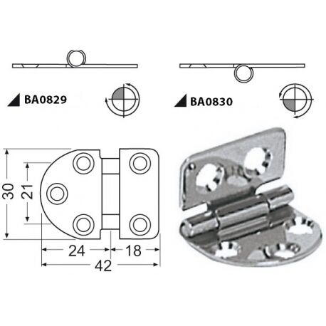 Osculati Cerniera inox Nodo sporgente