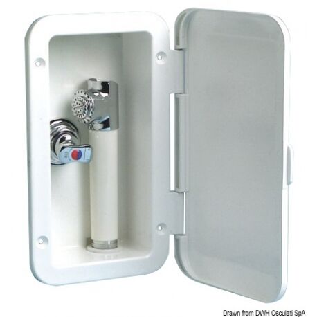 Osculati Box doccia con doccia a pulsante Mizar e miscelatore Box doccia con miscelatore tubo PVC 2,5 m a parete