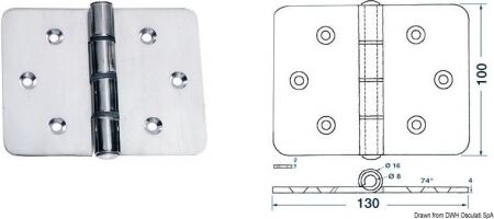 Osculati Cerniera 4 mm Maxi cerniera 180x100 mm