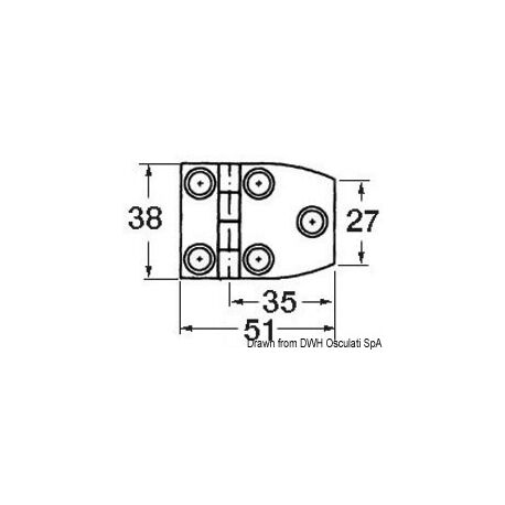 Osculati Cerniera 1,7 mm Cerniera inox cieca trapezoidale 51x38 mm