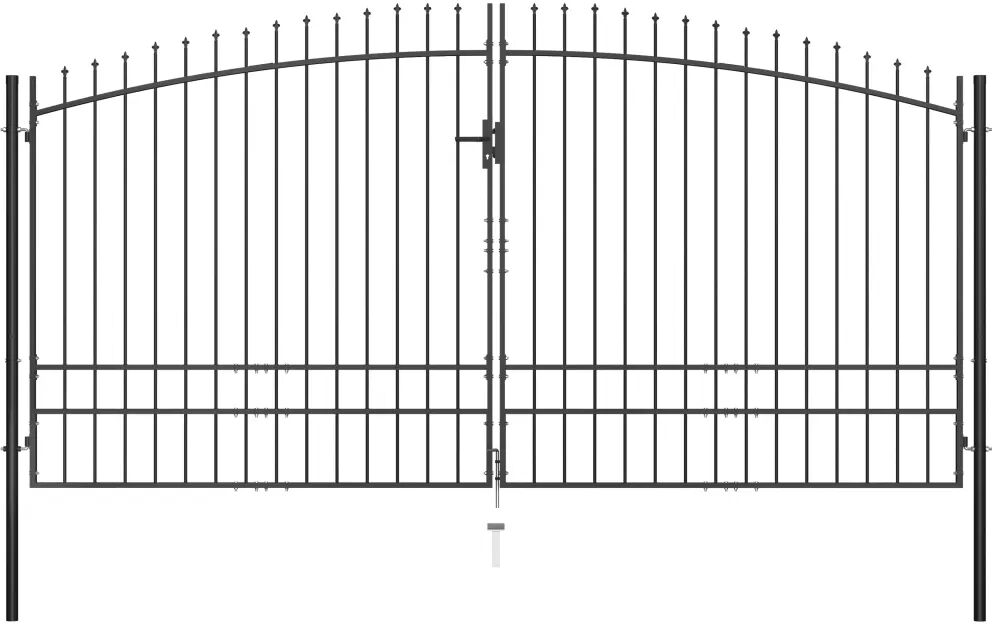 vidaXL Hekpoort dubbele deur met speren bovenkant 400x248 cm