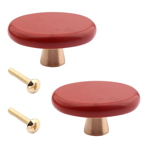 LXZSMH kastgrepen, ladeknoppen, Ladeknoppen 2 Stuks Erts Messing Knoppen en Handgrepen Ladekast Dressoir Knop Roze 40-45mm Diameter (Color : Red stone, Size : Diameter about 40 45mm)