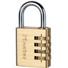 Master Lock 604EURD 4-cijferige cijferslot met aluminium behuizing met messing afwerking, goud, 8,1 x 4 x 1,8 cm