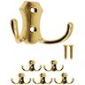 Fuxxer ® Klassieke garderobehaken, kledinghaken, dubbele haken, keukenhaken, ijzeren design, set van 5 (goud)