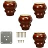 HAENJA MNB Furniture Feet, Round Sofa Feet, Bed Feet, Solid Wood Feet, Set Of 4, For Stools, Furniture Fittings, 9 Cm Brown