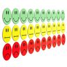 Smileyboard 30 kleurrijke smileys magneten (10 groene lachende smileys / 10 gele neutrale smileys / 10 rode droevige smileys diameter 5 cm / bijv. voor praesentaties, trainingen, projectwerk, onderwijs
