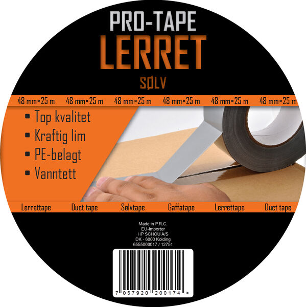 Schou Tape Lerret 50mmx25m Sølv