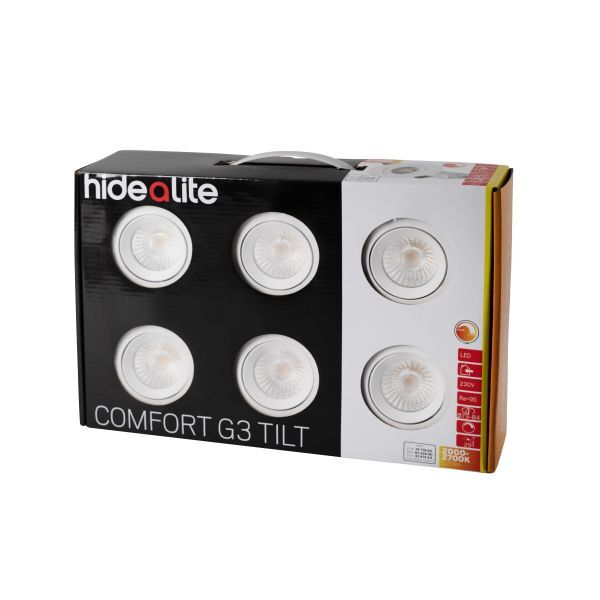 Hide-a-Lite Comfort G3 Tilt Downlight hvit, 6-pack 3000 K