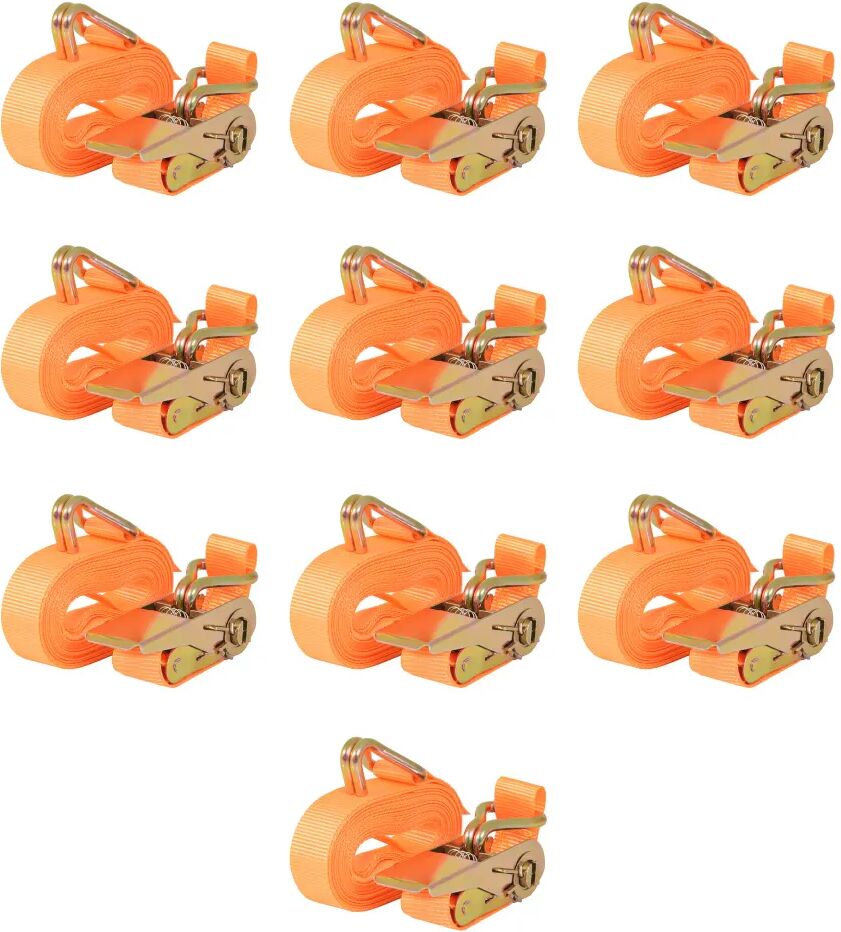 vidaXL Cintas fixação c/ roquete 10 pcs 0,4 toneladas 6mx25mm laranja