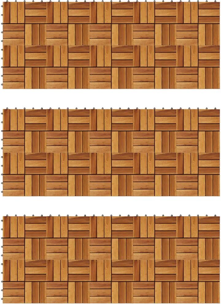 vidaXL Conjunto de 30 azulejos decorativos, em acácia, 30 x 30 cm