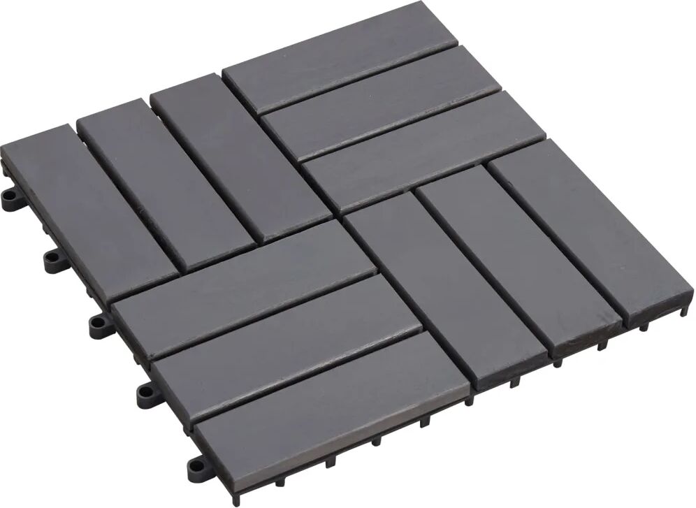 vidaXL Ladrilhos de terraço 10 pcs 30x30 cm acácia maciça cinzento