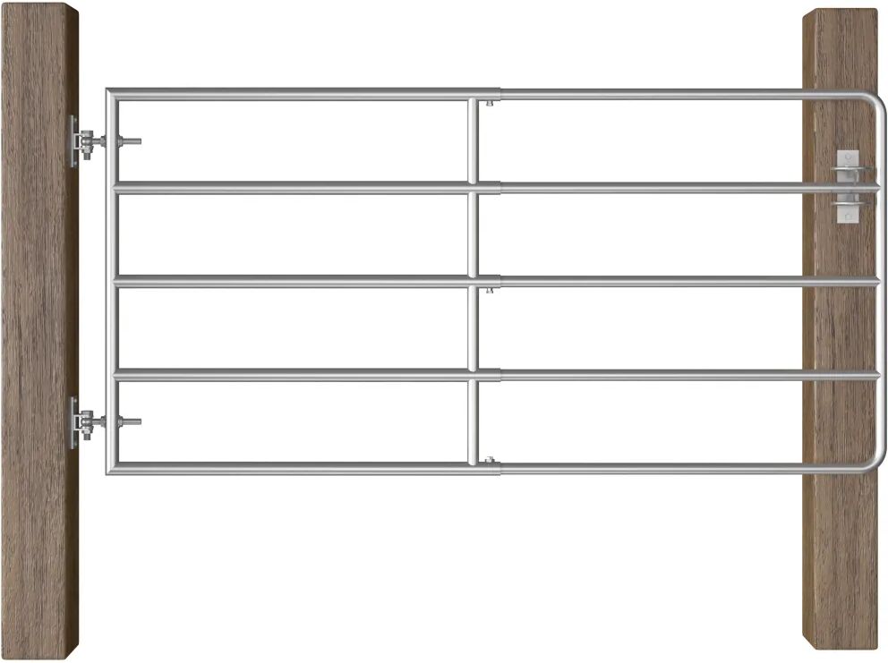 vidaXL Portão para campo 5 barras aço (95-170)x90 cm prateado