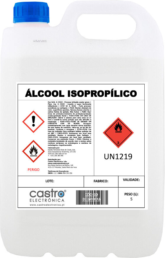 Default Álcool Isopropílico (isopropanol) P/ Limpeza - 5 Litros