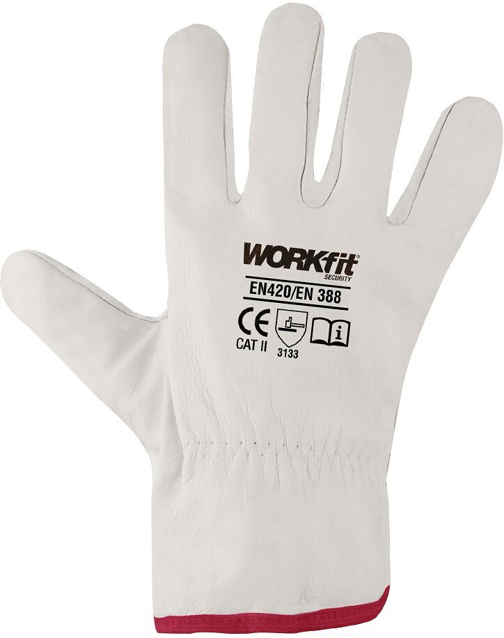 Workfit Par Luvas De Protecção Em Couro Branco (tamanho 10) - Workfit