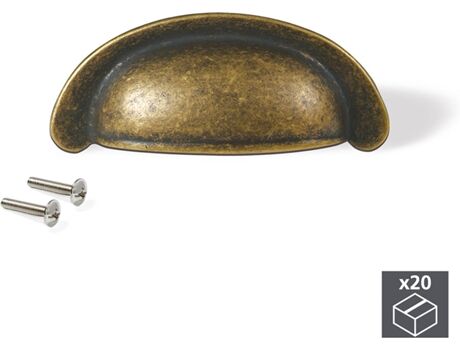 Emuca Puxador para Móvel, , com Distância entre Furos de 64 Mm, Zamak, Bronze, 20 Ud.
