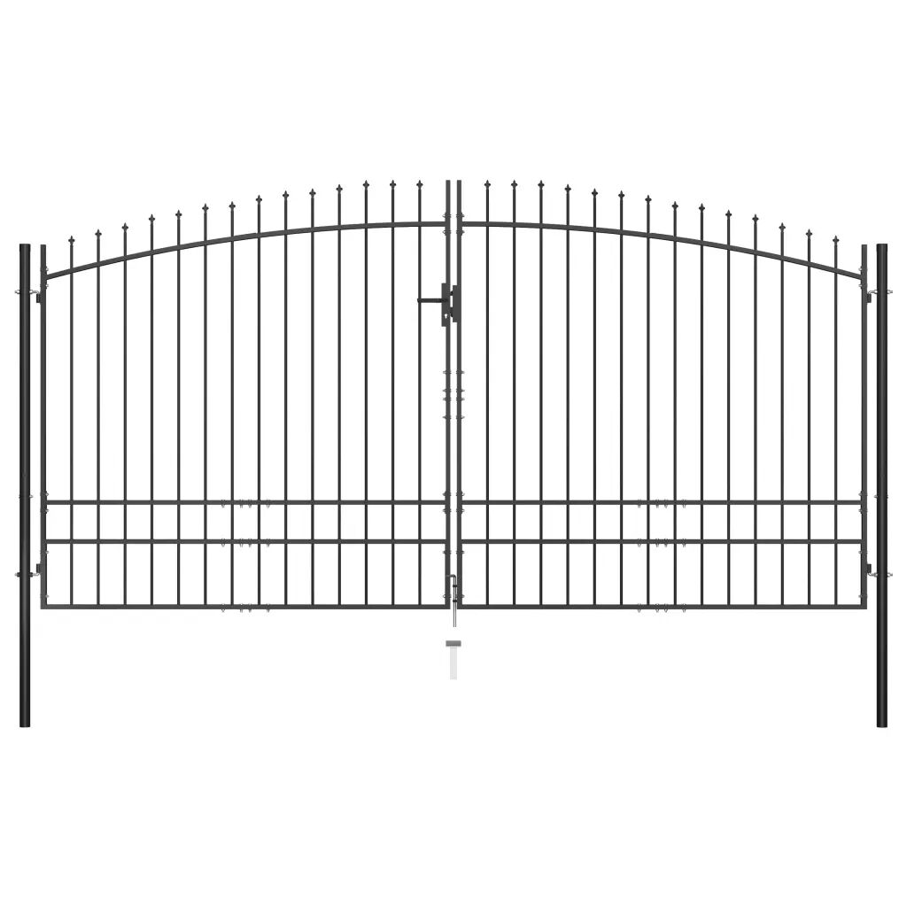 vidaXL Poartă de gard cu două uși, cu vârfuri de suliță, 400 x 248 cm
