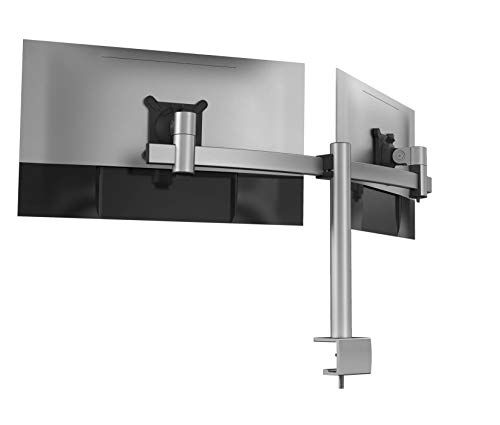 508523 Durable monitor hållare 2 skärmar med bordsklämma, för VESA-skärmar 21–27 tum, 360 vridbar, lutbar, höjdjusterbar, , silver