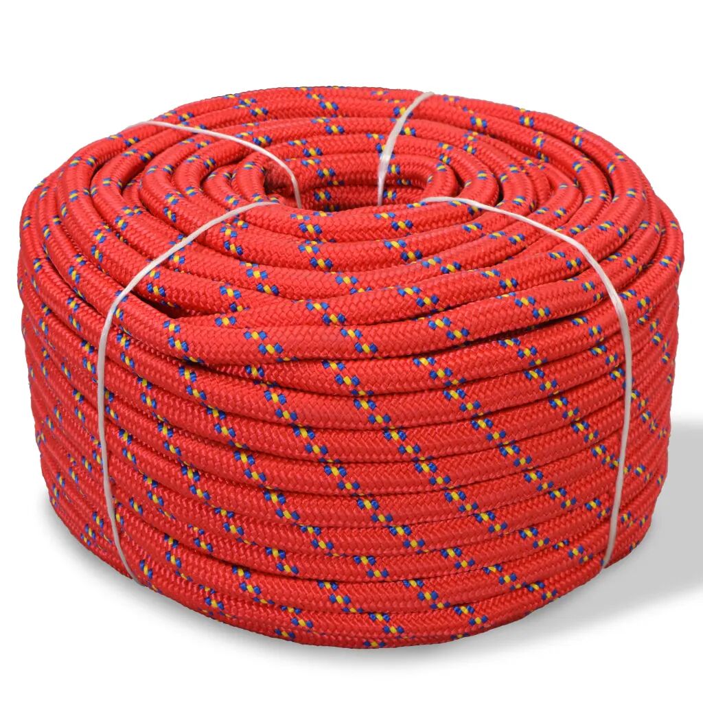 vidaXL Lodné lano, polypropylén, 8 mm, 100 m, červené
