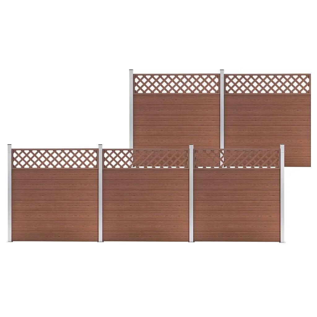 vidaXL WPC plot, 5 štvorcových dielov 872x185 cm, hnedý