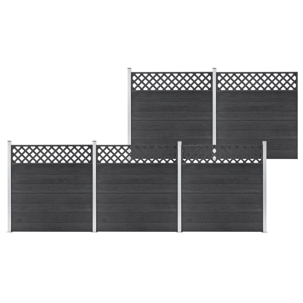 vidaXL WPC plot, 5 štvorcových dielov 872x185 cm, sivý