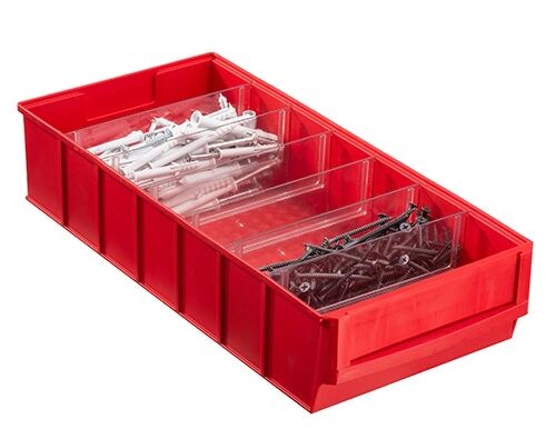 Allit Plastový regálový box shelfbox, 183 x 400 x 81 mm, červený