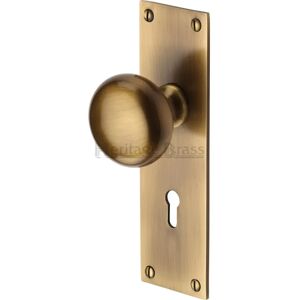 Heritage Brass Balmoral Keyed Door Knob yellow 17.0 H x 5.0 W cm