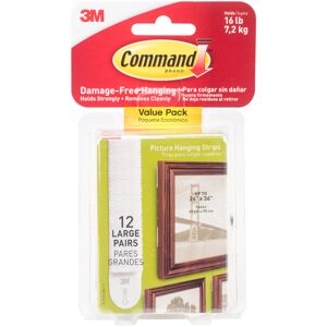 3M Command Large Picture Hanging Strips-White 12 Sets/Pkg