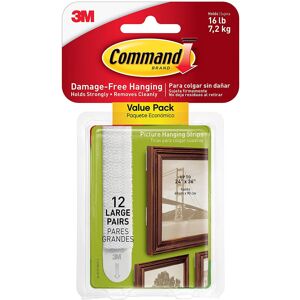 3M Command Picture & Frame Hanging Strips Value Pack, Large, White, 12-Pairs (17206