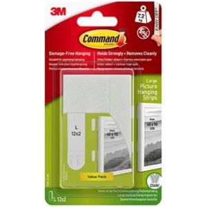 3M Command Picture & Frame Hanging Strips Value Pack, Large White 12-Pairs - Damage