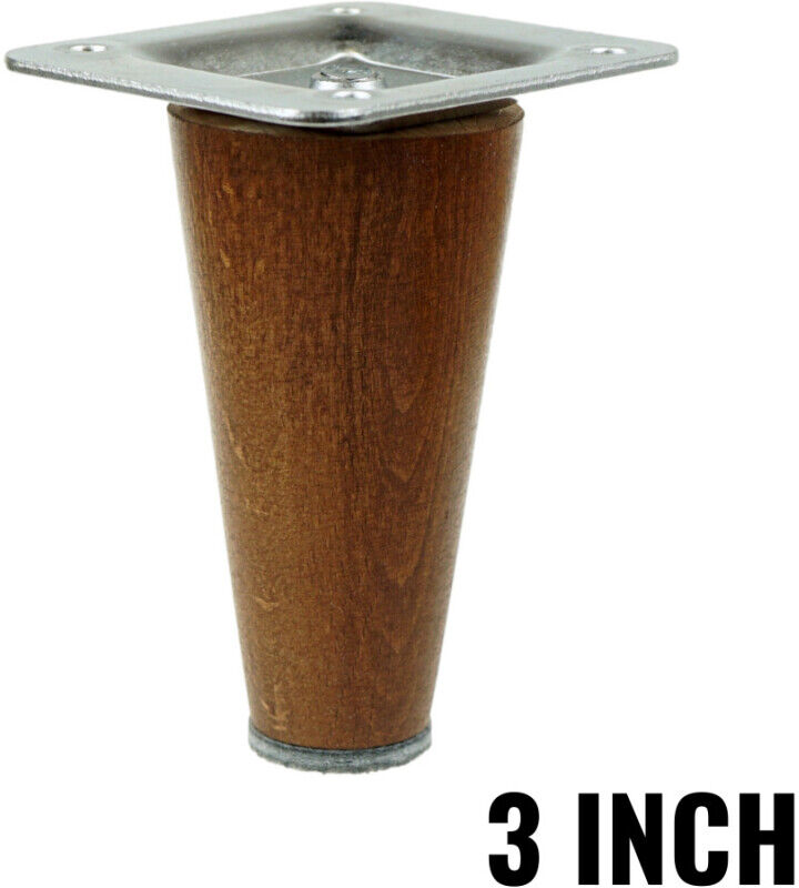 Unbranded 3 inch, Wallnut tapered wooden furniture leg