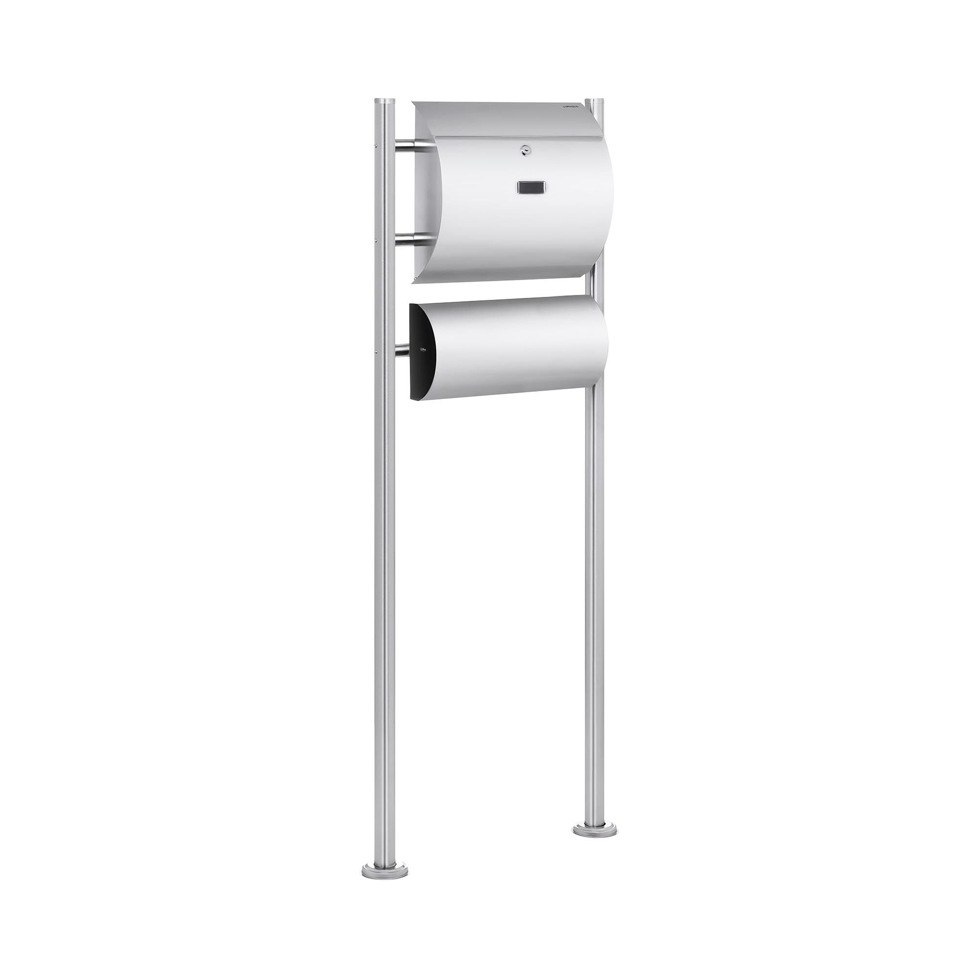 Uniprodo Factory seconds Stainless Steel Postbox - 1 Mailbox Plus A Newspaper Compartment UNI_LETTER_02