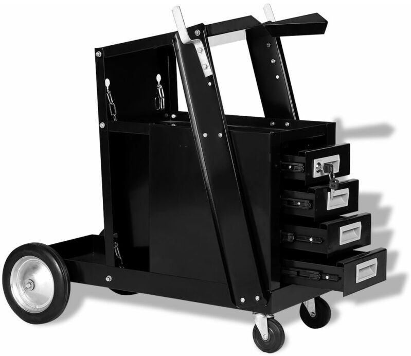 ASUPERMALL Carrello di Saldatura con 4 Cassetti Neri